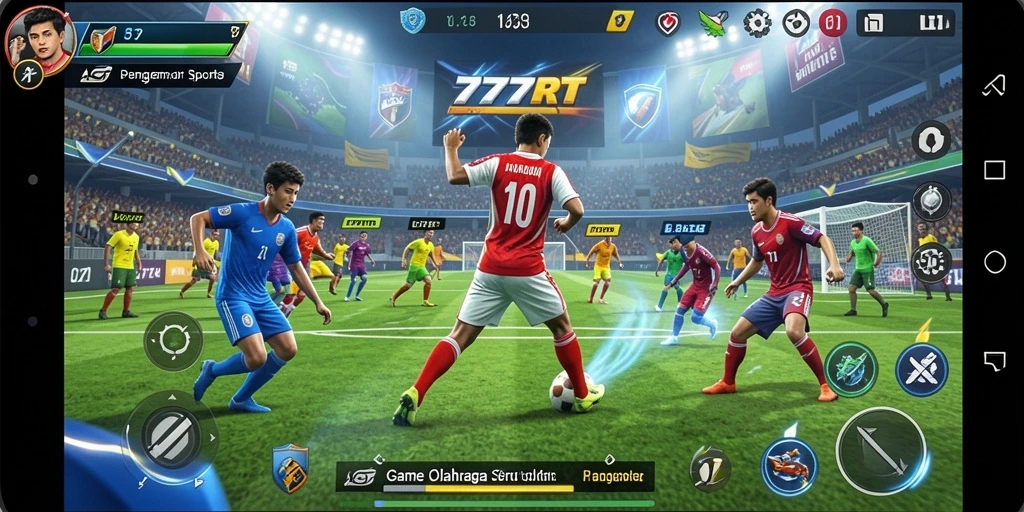 Tangkapan layar gameplay seru dari 777RT menunjukkan aksi olahraga penuh ketegangan.