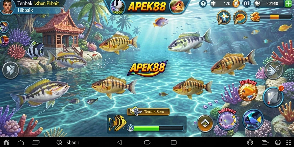 Screenshot APEK88 menampilkan keseruan gameplay Tembak Ikan.