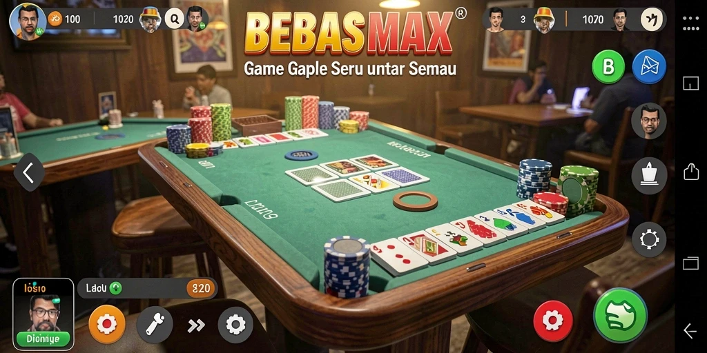 Tampilan gameplay Gaple yang menarik dan interaktif di BEBASMAX.