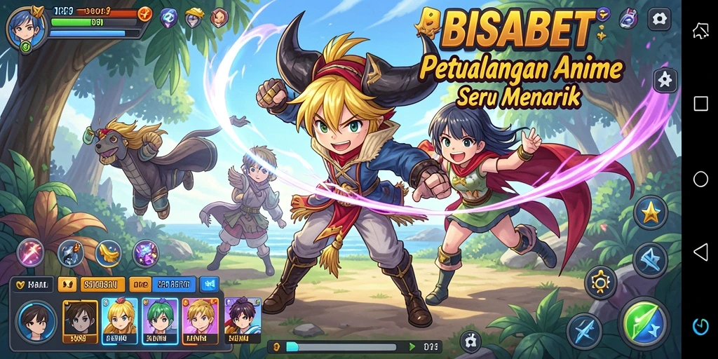 Tampilan gameplay BISABET menunjukkan karakter anime yang beraksi dalam pertempuran seru.