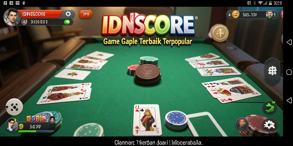 Tampilan gameplay seru dan menarik di IDNSCORE dengan tema Gaple.