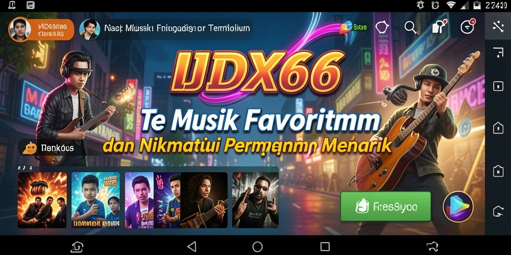 Tampilan utama aplikasi IDX66 dengan gameplay musik yang interaktif.