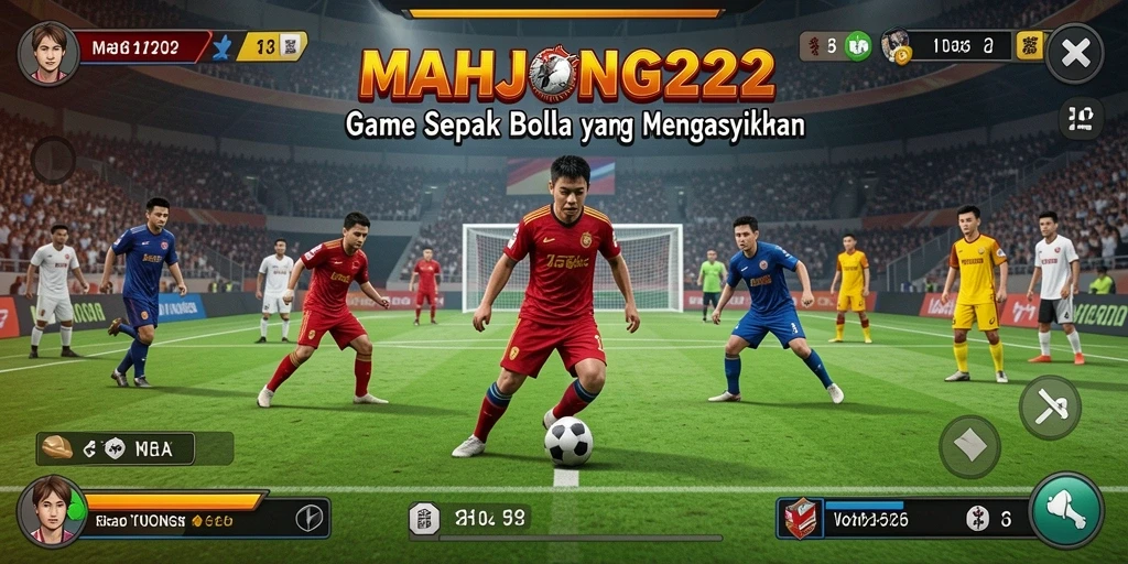 Tampilan gameplay seru dalam MAHJONG222 yang menyajikan aksi sepak bola.