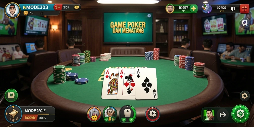 Screenshot gameplay Poker MODE303 menampilkan momen seru dalam permainan.