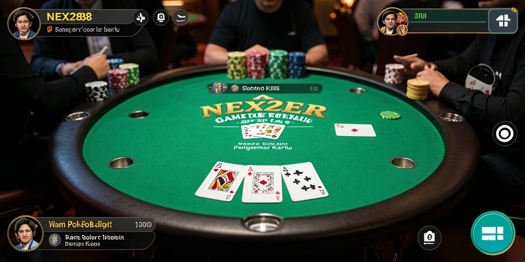 Screenshot gameplay Poker di NEX288 yang menampilkan suasana permainan yang seru.
