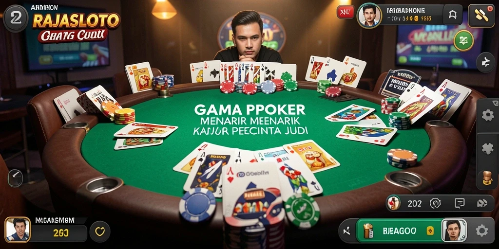 Screenshot gameplay seru dari RAJASLOTO yang menunjukkan aksi Poker.