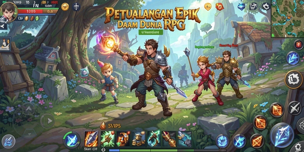 Screenshot dari gameplay SVIP5 yang menampilkan aksi petualangan RPG.